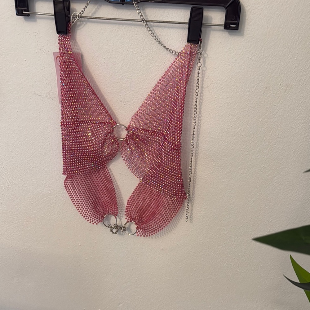 Pink Rhinestone Chain Top